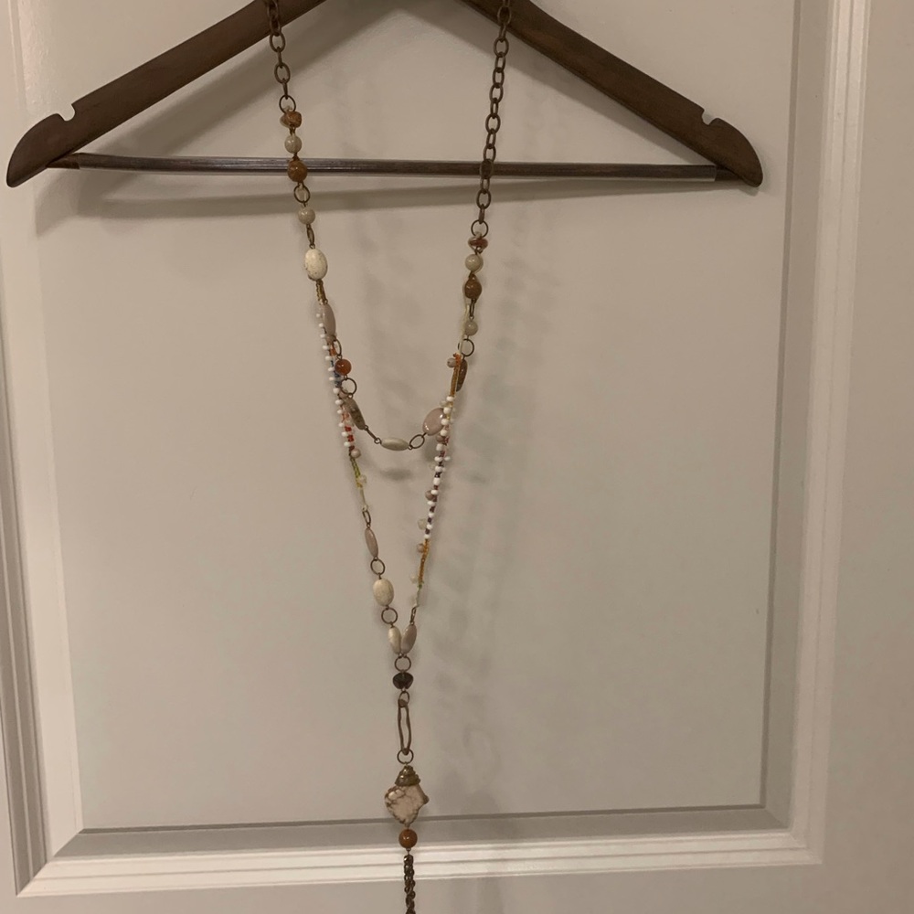 Gold and Brown Layered Y-Shaped Necklace